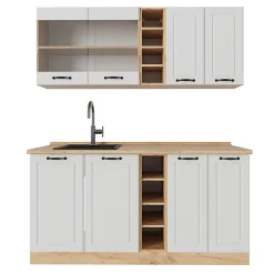 Vicco Cuisine Blanc campagnard/Chêne doré 160cm , PT Chêne