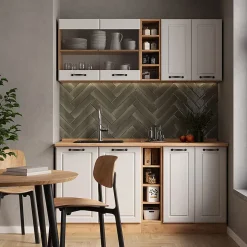 Vicco Cuisine Blanc campagnard/Chêne doré 160cm , PT Chêne