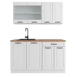 Vicco Cuisine Blanc campagne/blanc 140cm , PT Chêne