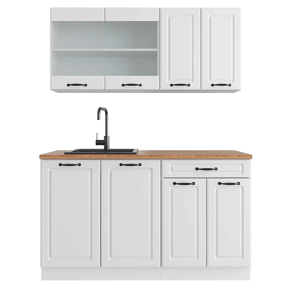 Vicco Cuisine Blanc campagne/blanc 140cm , PT Chêne