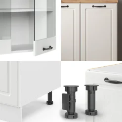 Vicco Cuisine Blanc campagne/blanc 140cm , PT Chêne