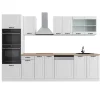 Vicco Cuisine Blanc campagne/blanc 300cm avec armoire haute, PT Chêne
