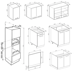 Vicco Cuisine Blanc campagne/blanc 300cm avec armoire haute, PT Chêne