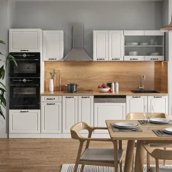 Vicco Cuisine Blanc campagne/blanc 300cm avec armoire haute, PT Chêne
