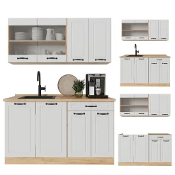 Vicco Cuisine Blanc campagnard/Chêne doré 140cm sans PT