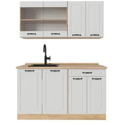 Vicco Cuisine Blanc campagnard/Chêne doré 140cm sans PT