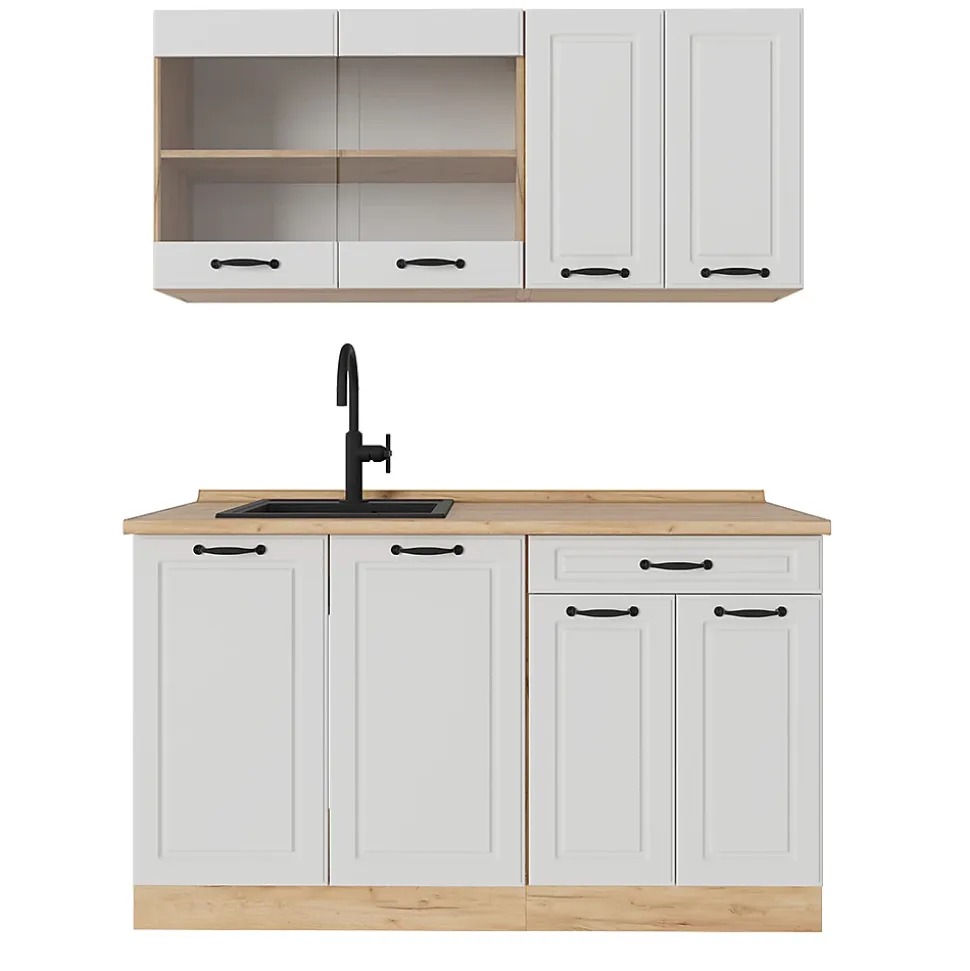 Vicco Cuisine Blanc campagnard/Chêne doré 140cm sans PT