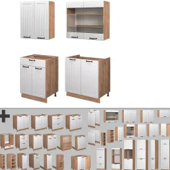 Vicco Cuisine Blanc campagne 140cm , PT Chêne