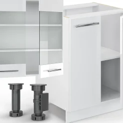 Vicco Cuisine Blanc 300cm avec armoire haute, sans PT