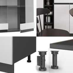 Vicco Cuisine blanc/anthracite 160cm , PT Anthracite