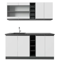 Vicco Cuisine blanc/anthracite 160cm , PT Anthracite