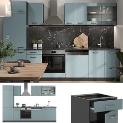 Vicco Cuisine Bleu-gris/anthracite 300cm sans PT