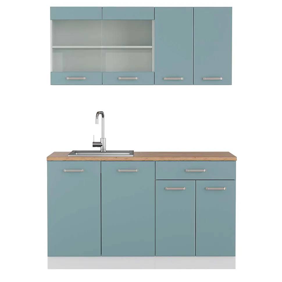 Vicco Cuisine Bleu-gris/blanc 140cm , PT Chêne