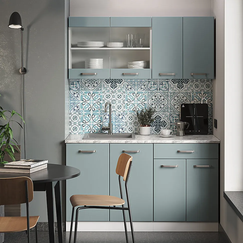 Vicco Cuisine Bleu-gris/blanc 140cm , PT Chêne