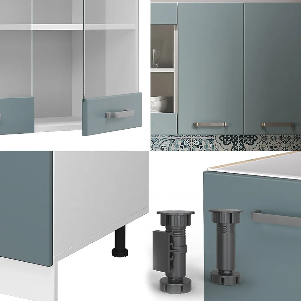 Vicco Cuisine Bleu-gris/blanc 140cm , PT Anthracite