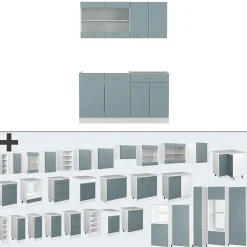 Vicco Cuisine Bleu-gris/blanc 140cm , PT Anthracite