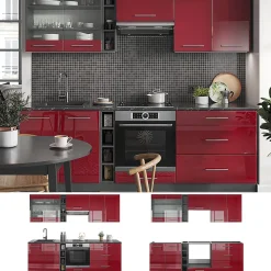 Vicco Cuisine Bordeaux haute brillance/anthracite 235cm , PT Anthracite