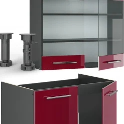 Vicco Cuisine Bordeaux haute brillance/anthracite 235cm , PT Anthracite