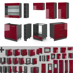 Vicco Cuisine Bordeaux haute brillance/anthracite 235cm , PT Anthracite