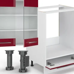 Vicco Cuisine Bordeaux haute brillance/blanc 300cm , PT Chêne