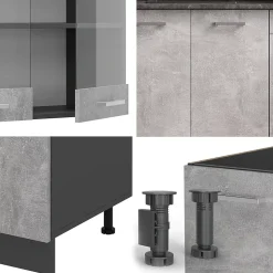 Vicco Cuisine Béton/Anthracite 140cm sans PT