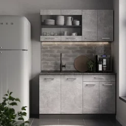 Vicco Cuisine Béton/Anthracite 140cm sans PT