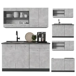 Vicco Cuisine Béton/Anthracite 140cm sans PT