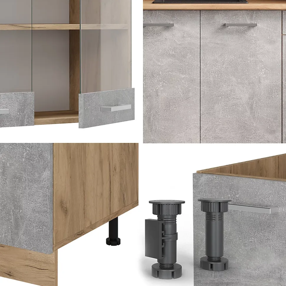 Vicco Cuisine Béton/force dor Chêne 140cm sans PT