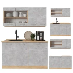 Vicco Cuisine Béton/force dor Chêne 140cm sans PT