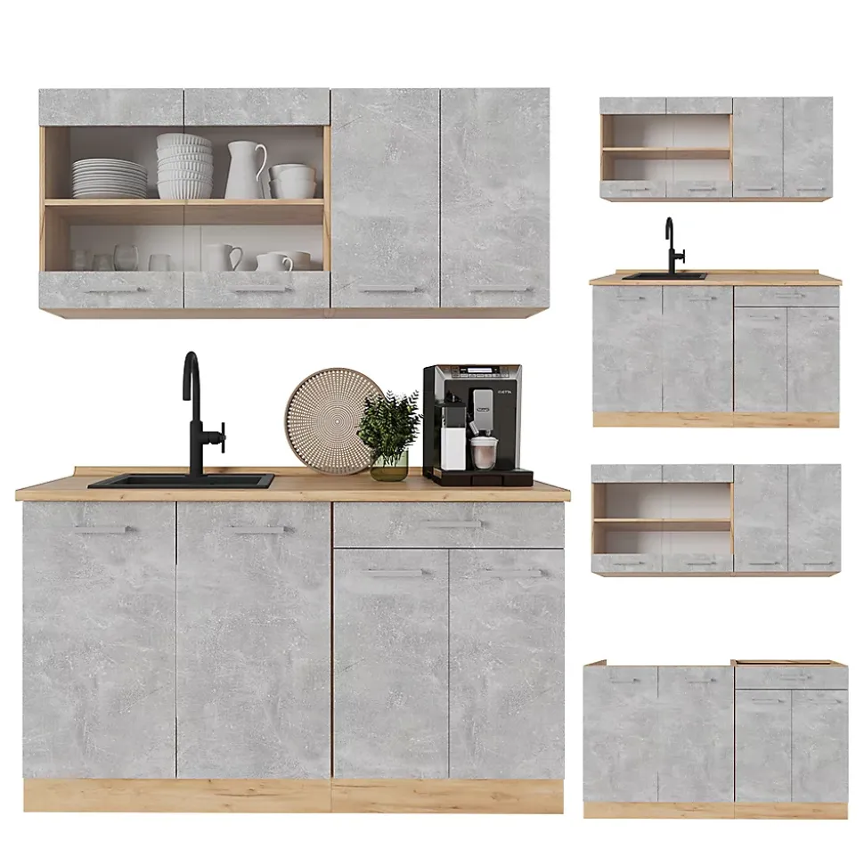 Vicco Cuisine Béton/force dor Chêne 140cm sans PT