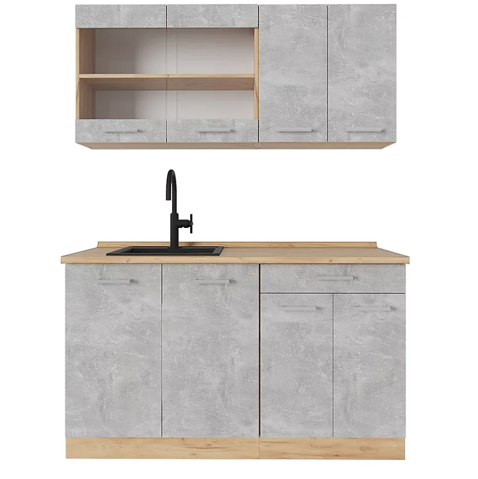 Vicco Cuisine Béton/force dor Chêne 140cm sans PT