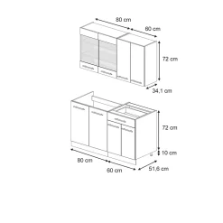 Vicco Cuisine Chêne de force doré 140cm sans PT