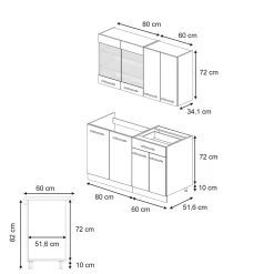 Vicco Cuisine Chêne de force doré 140cm , PT Chêne