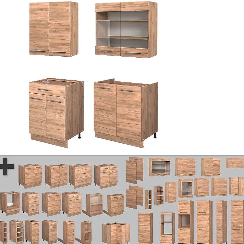 Vicco Cuisine Chêne de force doré 140cm , PT Chêne