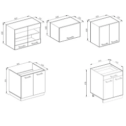 Vicco Cuisine Chêne doré/anthracite 200cm sans PT