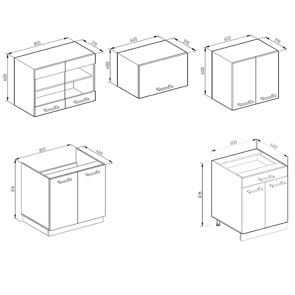 Vicco Cuisine Chêne doré/anthracite 200cm sans PT