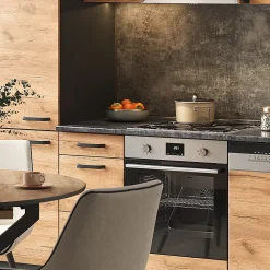 Vicco Cuisine Chêne doré/anthracite 270cm sans plan de travail, avec armoire haute