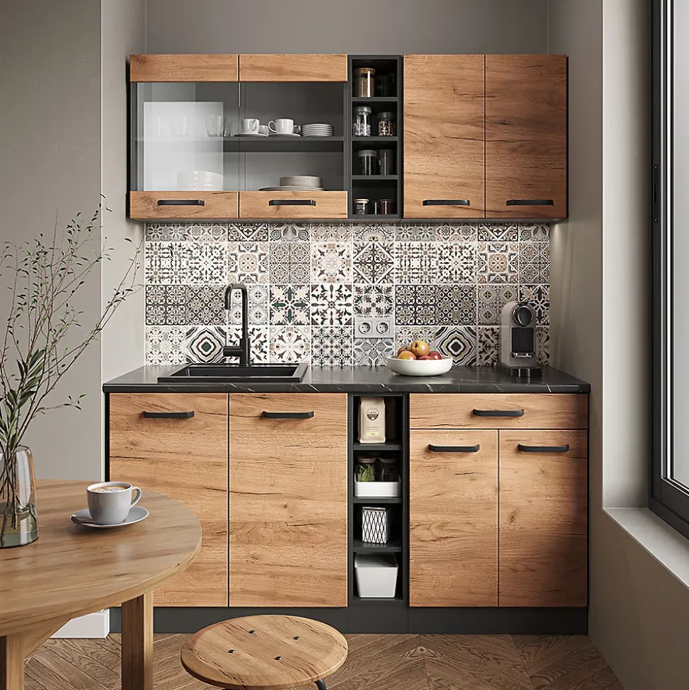 Vicco Cuisine Chêne doré/anthracite 160cm sans PT