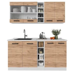 Vicco Cuisine Chêne doré/blanc 160cm sans PT