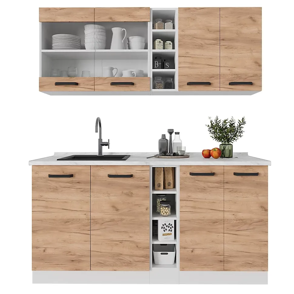 Vicco Cuisine Chêne doré/blanc 160cm sans PT