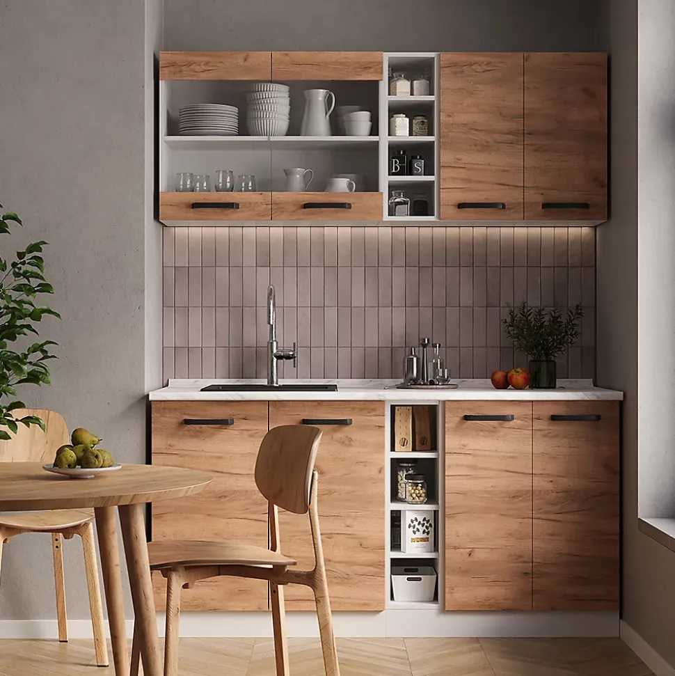 Vicco Cuisine Chêne doré/blanc 160cm sans PT