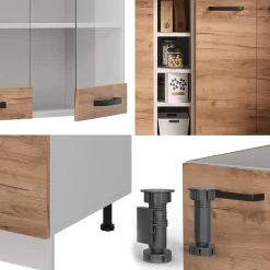 Vicco Cuisine Chêne doré/blanc 160cm sans PT