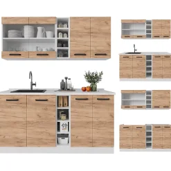 Vicco Cuisine Chêne doré/blanc 160cm sans PT