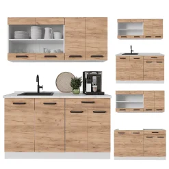 Vicco Cuisine Chêne doré/blanc 140cm sans PT