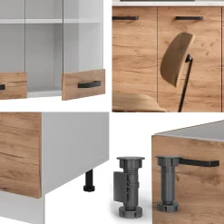 Vicco Cuisine Chêne doré/blanc 140cm sans PT