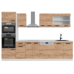 Vicco Cuisine Chêne doré/blanc 300cm sans PT