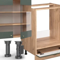 Vicco Cuisine Chêne vert et or/chêne doré 300cm , PT Marbre