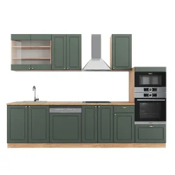 Vicco Cuisine Chêne vert et or/chêne doré 300cm avec armoire haute, sans PT