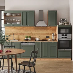 Vicco Cuisine Chêne vert et or/chêne doré 300cm avec armoire haute, sans PT