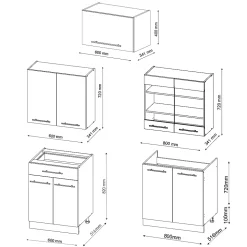 Vicco Cuisine Chêne vert et or/chêne doré 200cm sans PT
